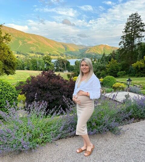 Hannah Brown of Hypnobirthing With Hannah, Leeds, poses whilst pregnant with her second baby.