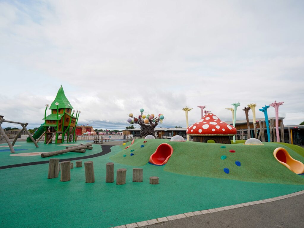 Wide angle shot of the park at The Ice Cream Farm in Cheshire.