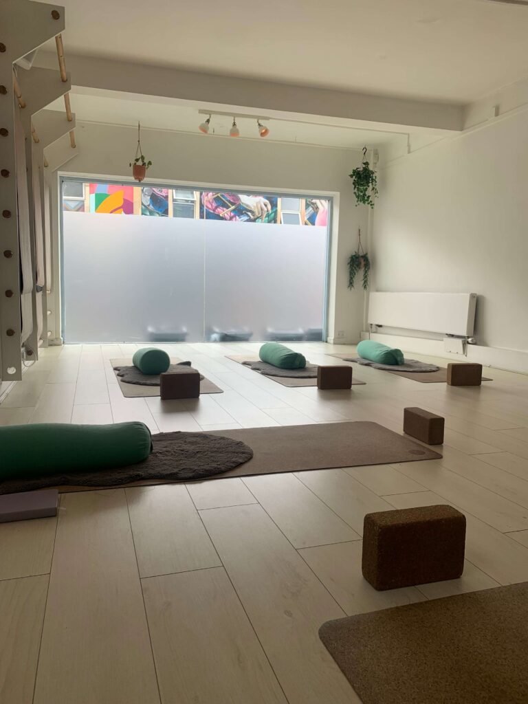 One Positive Birth Story (and how it changed everything) An empty yoga studio, set up and ready for a pregnancy yoga class in Bristol
